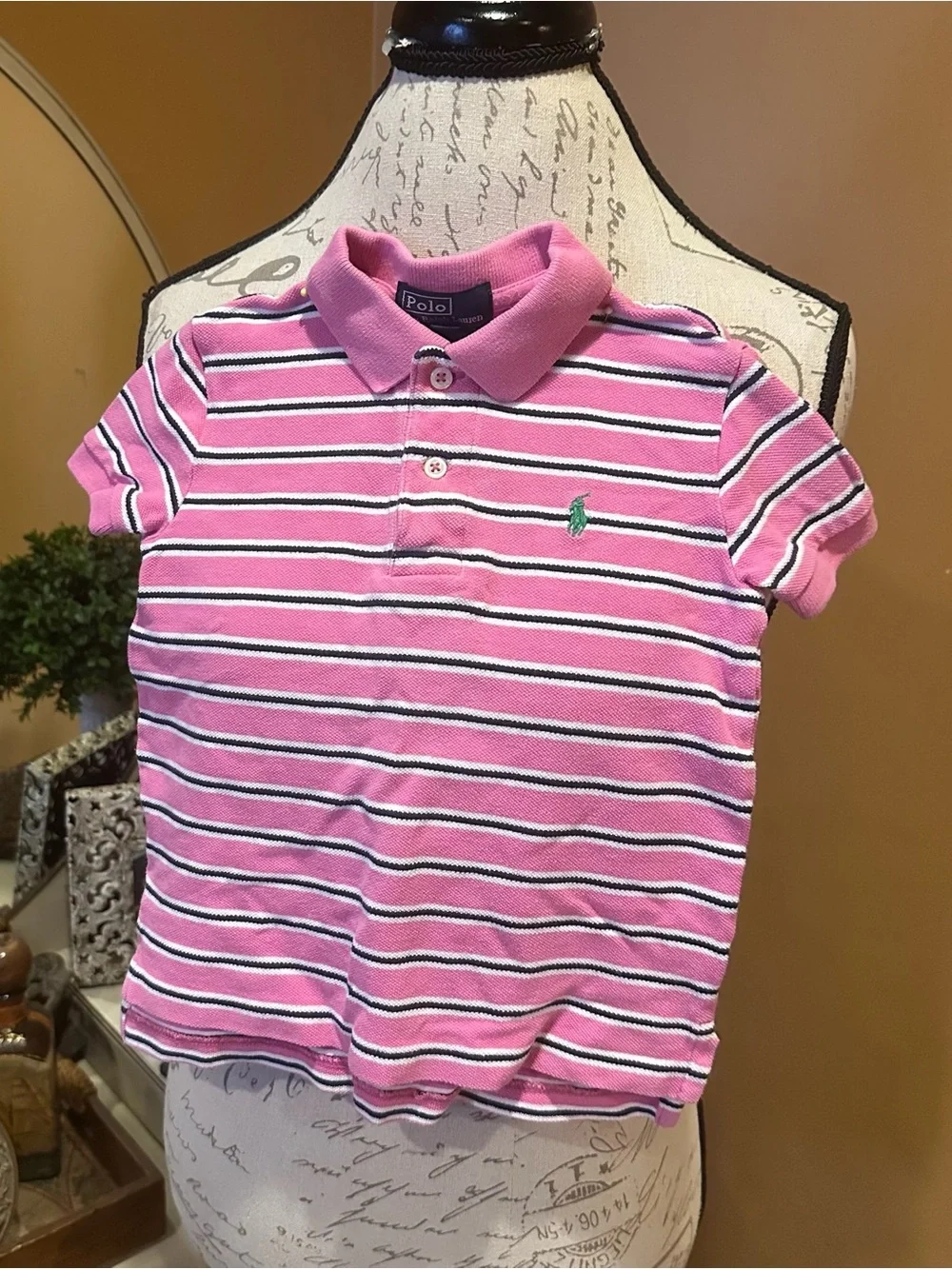 Polo Ralph Lauren boy’s pink striped polo shirt